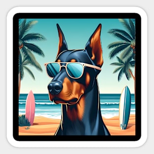 Funny Doberman with Sunglasses Sticker